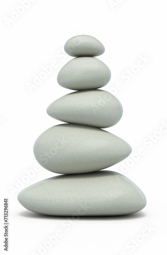 Balanced pebbles render (isolated on white and clipping path)