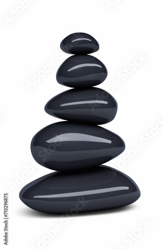 Zen stones black (isolated on white and clipping path)