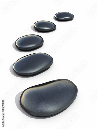 Zen stones black (isolated on white and clipping path)