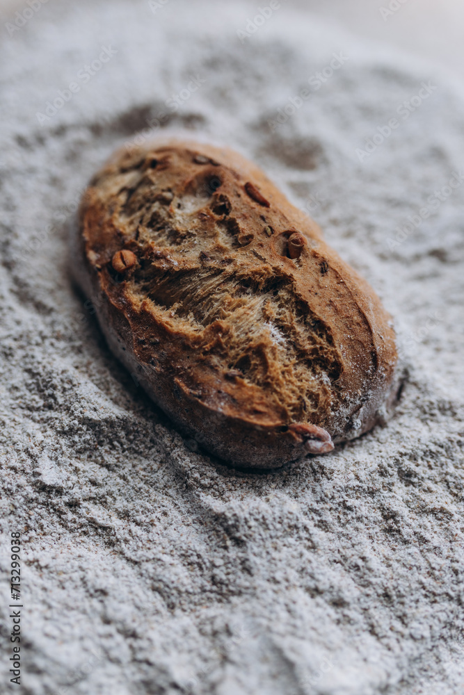 A bread on a wholegrain flour, bakery A bread on a wholegrain flour, bakery