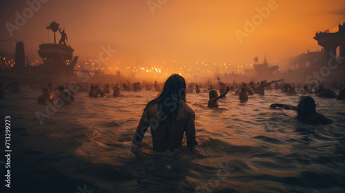 Sacred Dip: Kumbh Mela's Holy Ritual at Ganges photo