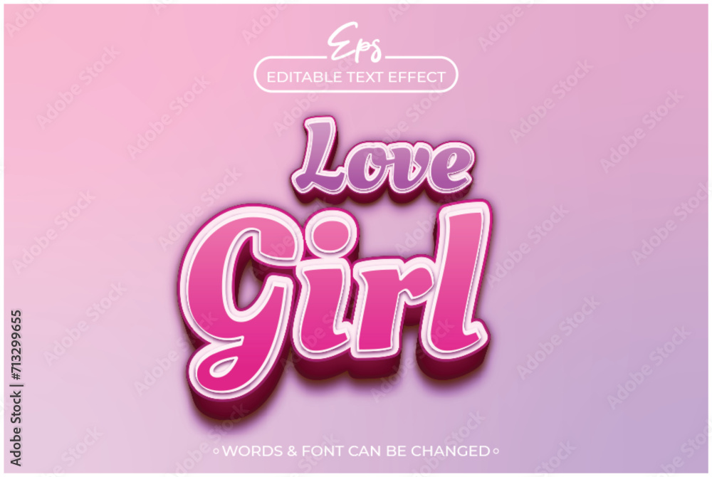 Love girl editable text effect template