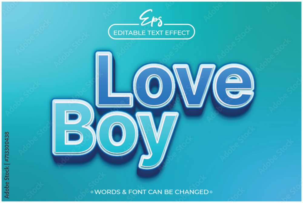 Love boy editable text effect template