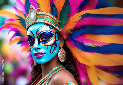 Carnival plumage and masks. Generative IA.