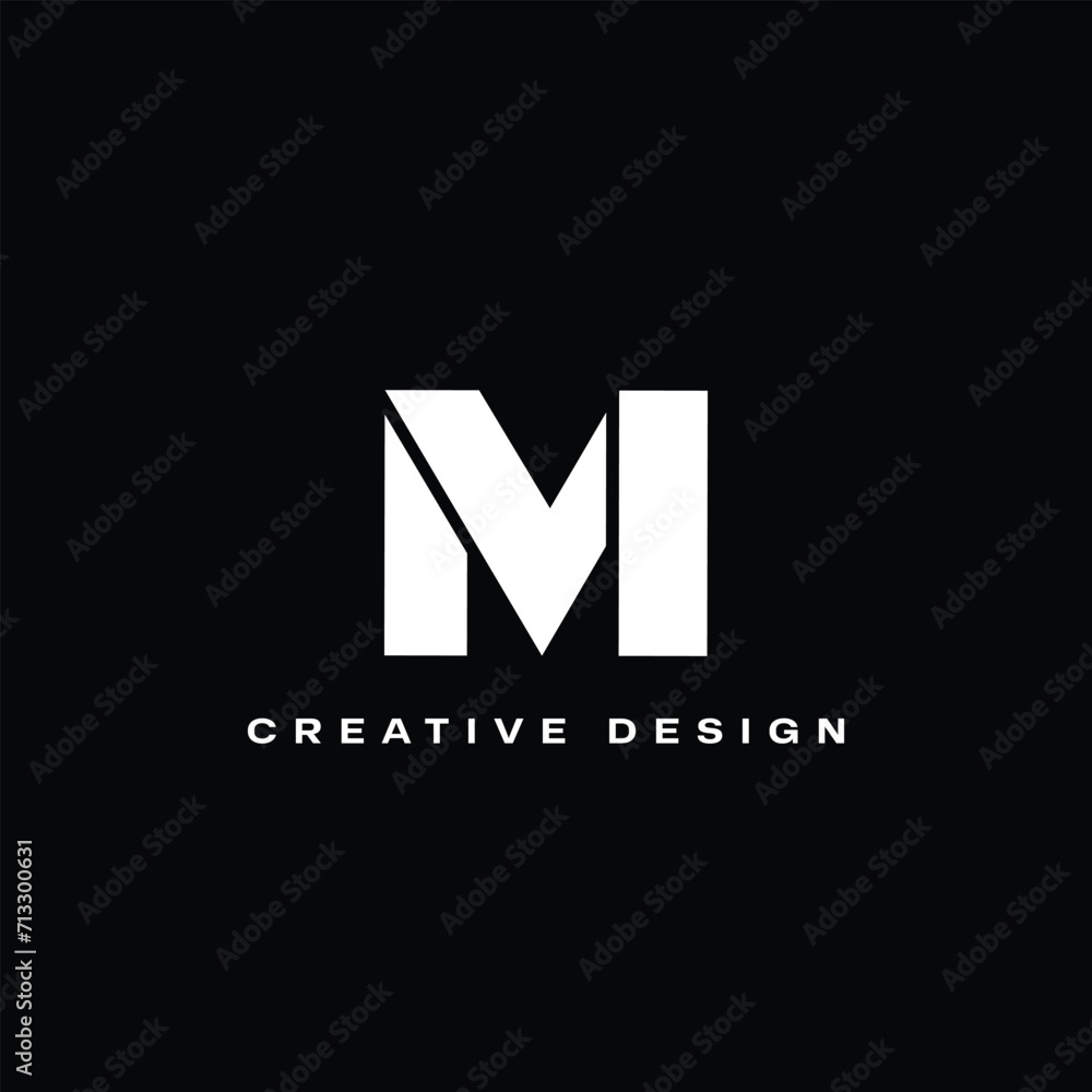 Flat Minimal MV logo design Flat Minimal MV logo design