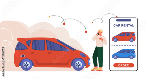 Man order car vector concept