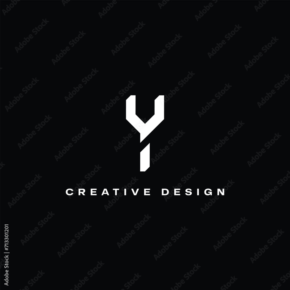 Flat Minimal YI logo design Flat Minimal YI logo design