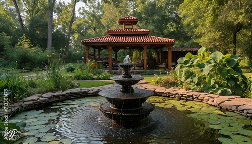 serene well-being retreat center, emphasizing holistic health, mindfulness practices, and a tranquil environment for relaxation and self-discovery, AI