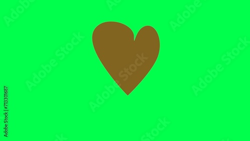 Hand Drawn intertwined heart animation on a green background. Cartoon Hand Drawn heart animation with key color. Women's day, Valentine's Day, and Wedding day heart animation. Key color, Chroma key. (ID: 713301687)