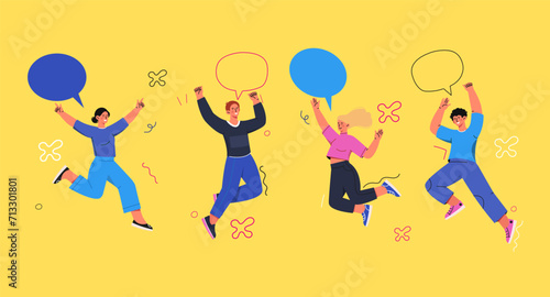People jumping vector set