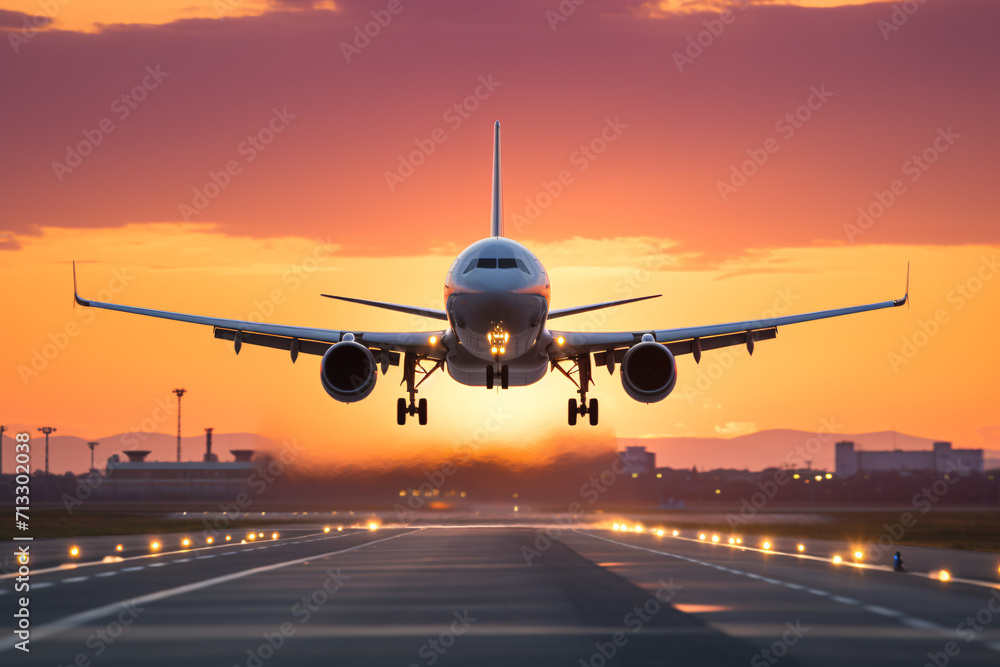 A plane taking off from an airport A plane taking off from an airport