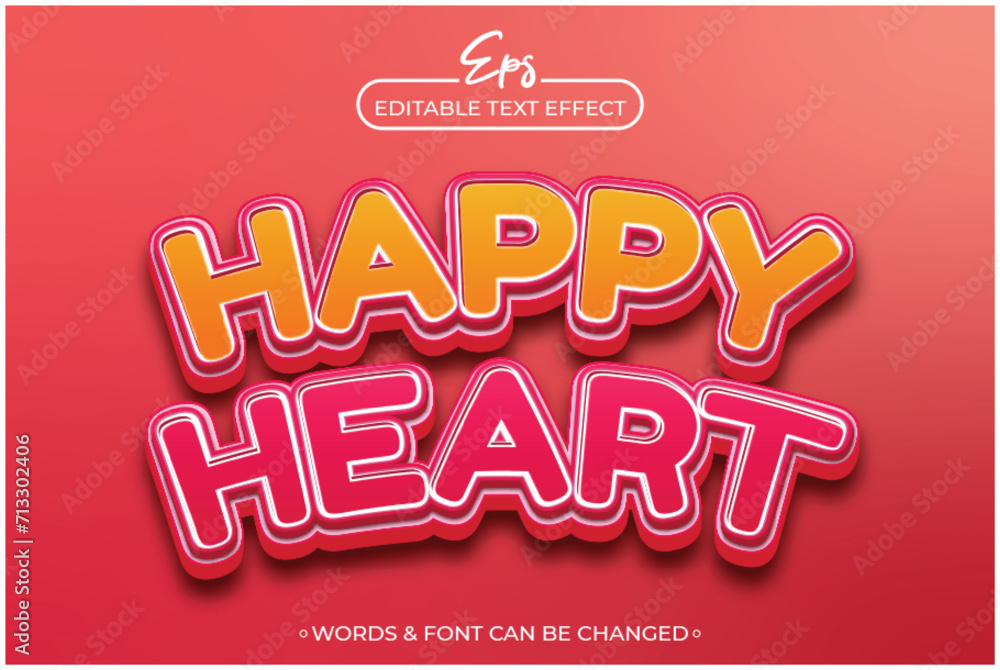 Happy heart editable text effect template