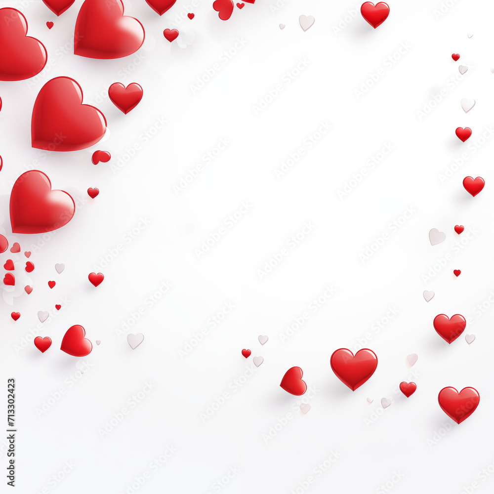 A festive border of red hearts of various sizes on a white background, perfect for Valentine's Day themes and decorations.