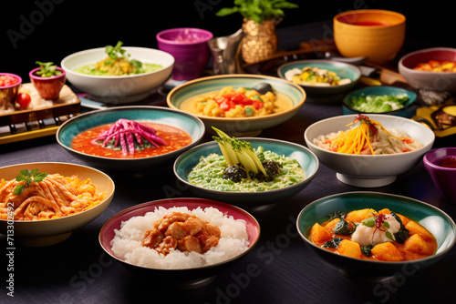 Colorful Array of Classic Dishes from World Cuisine