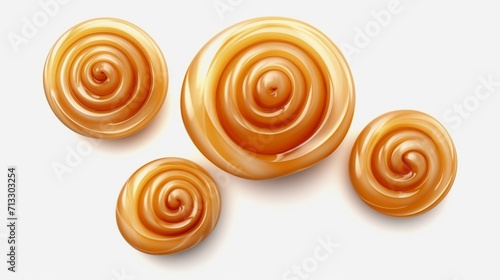 Set of caramel swirls isolated on transparent background Ai Generative