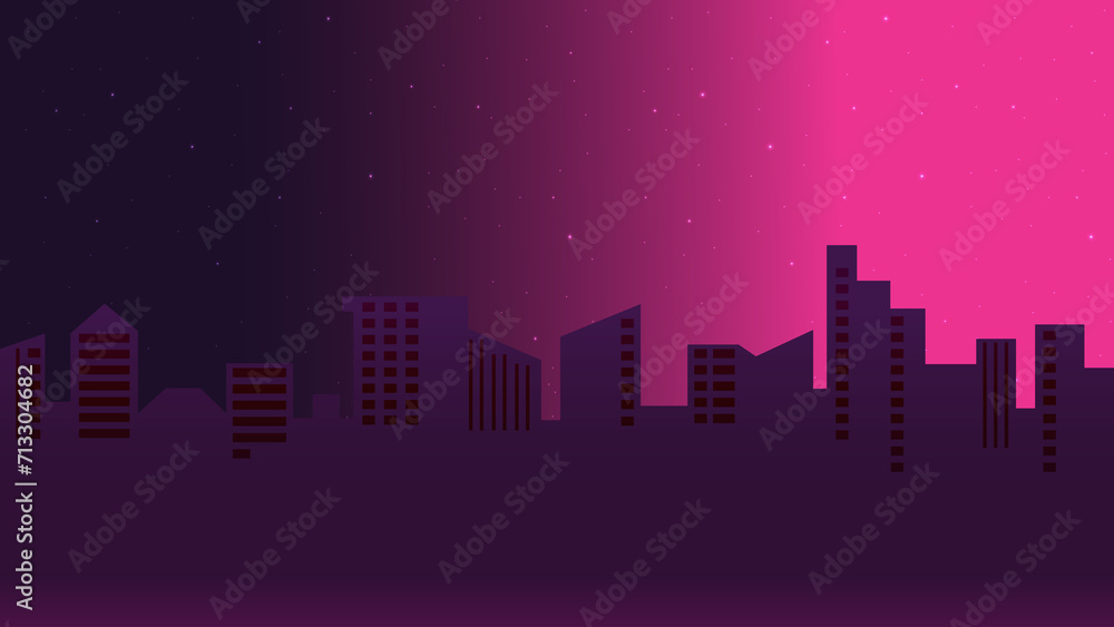 city silhouette dark night background