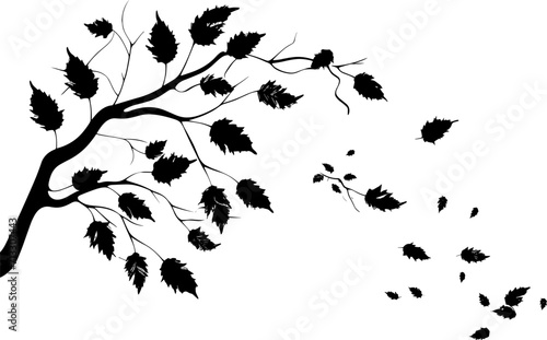 Realistic tree branches silhouette Vector illustration eps10. AI generated illustration.