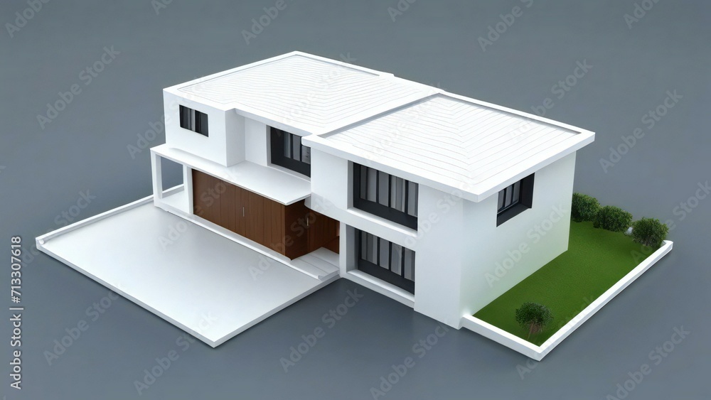 3d rendering of modern cozy house isolated on white background. Real estate concept. 3d rendering of modern cozy house isolated on white background. Real estate concept.