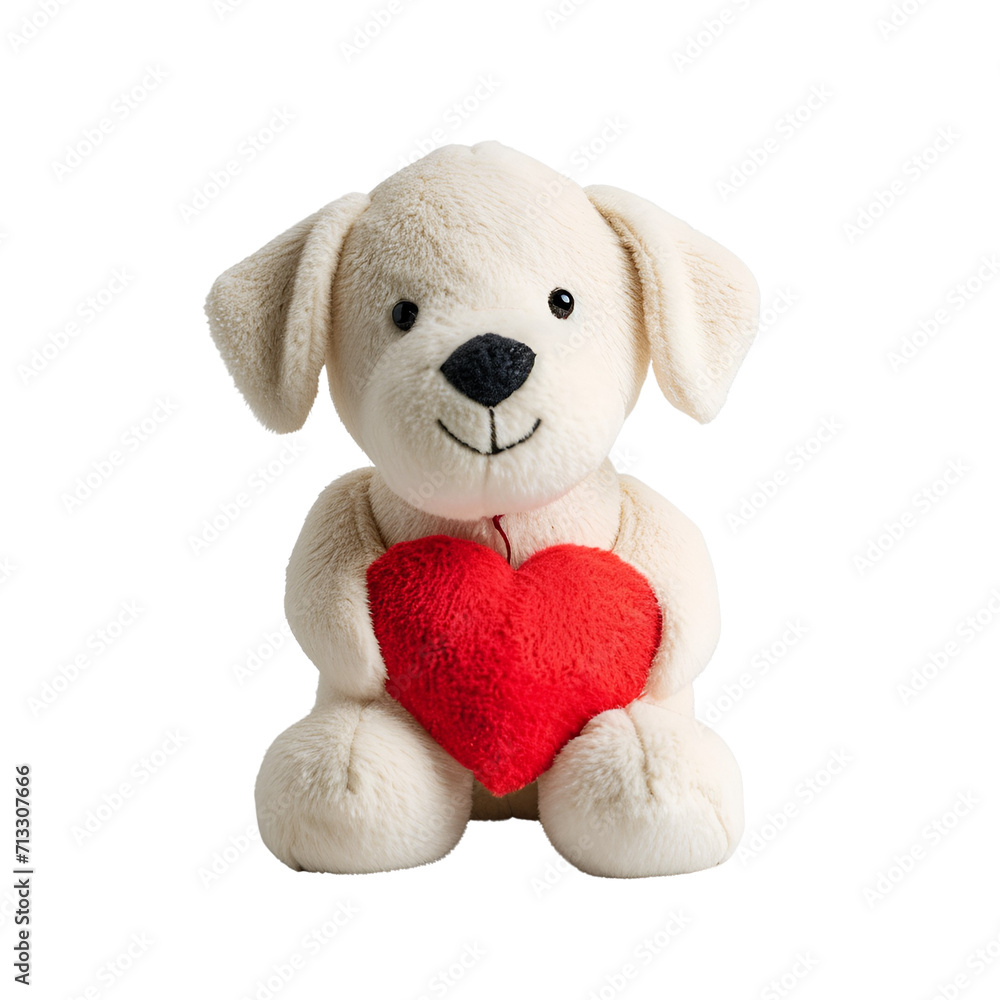 Fluffy Soft Puppy Toy for Valentines, Cute Dog Holding a Red Heart, Plush Doll, Stuffed Dog Toys, Isolated on Transparent Background, PNG Fluffy Soft Puppy Toy for Valentines, Cute Dog Holding a Red Heart, Plush Doll, Stuffed Dog Toys, Isolated on Transparent Background, PNG