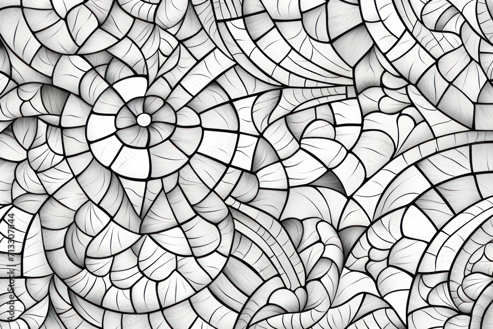Gray and white clear outlines coloring page of mosaic pattern