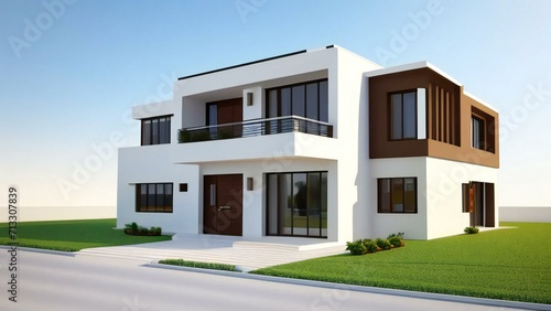 3d rendering of modern cozy house isolated on white background. Real estate concept. © Samsul Alam
