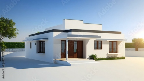 3d rendering of modern cozy house isolated on white background. Real estate concept. © Samsul