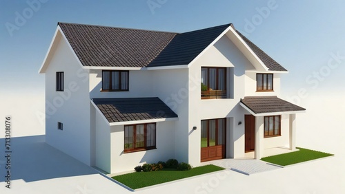 3d rendering of modern cozy house isolated on white background. Real estate concept. © home 3d