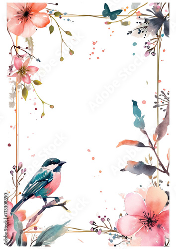 Water Color Pastel Flower and bloom, Wedding decorative perfect rectangle frame border Elegant Wedding Flower Frame in Soft Pastels