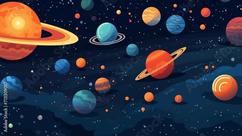 Vector space background Cute flat style template Ai Generative