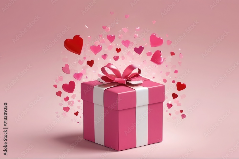 valentine's day gift boxes.3d render background