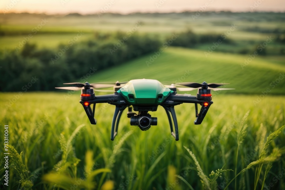 Drone flying over field Drone flying over field