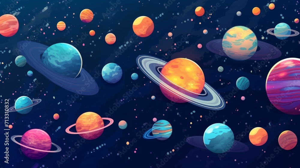 Vector space background Cute flat style template Ai Generative