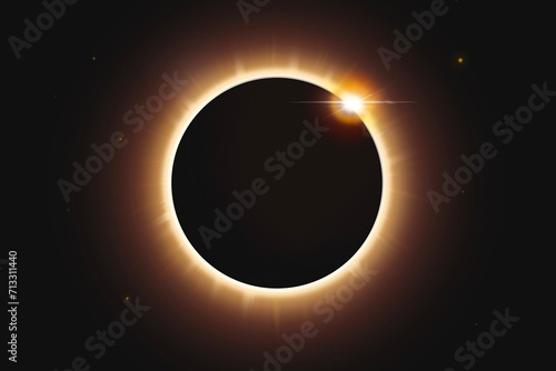  space sky background with solar eclipse, realistic illustration of bright eclipse