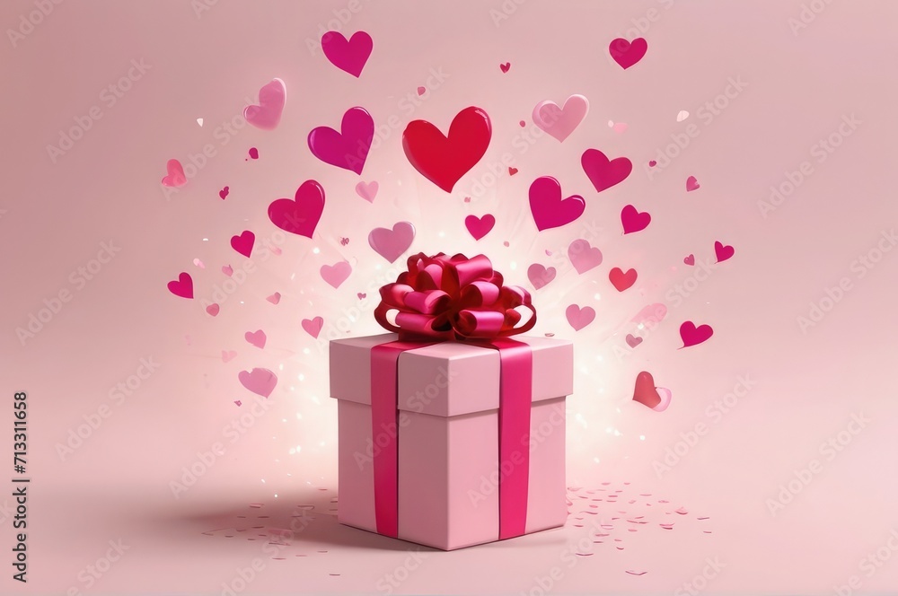 valentine's day gift boxes.3d render background