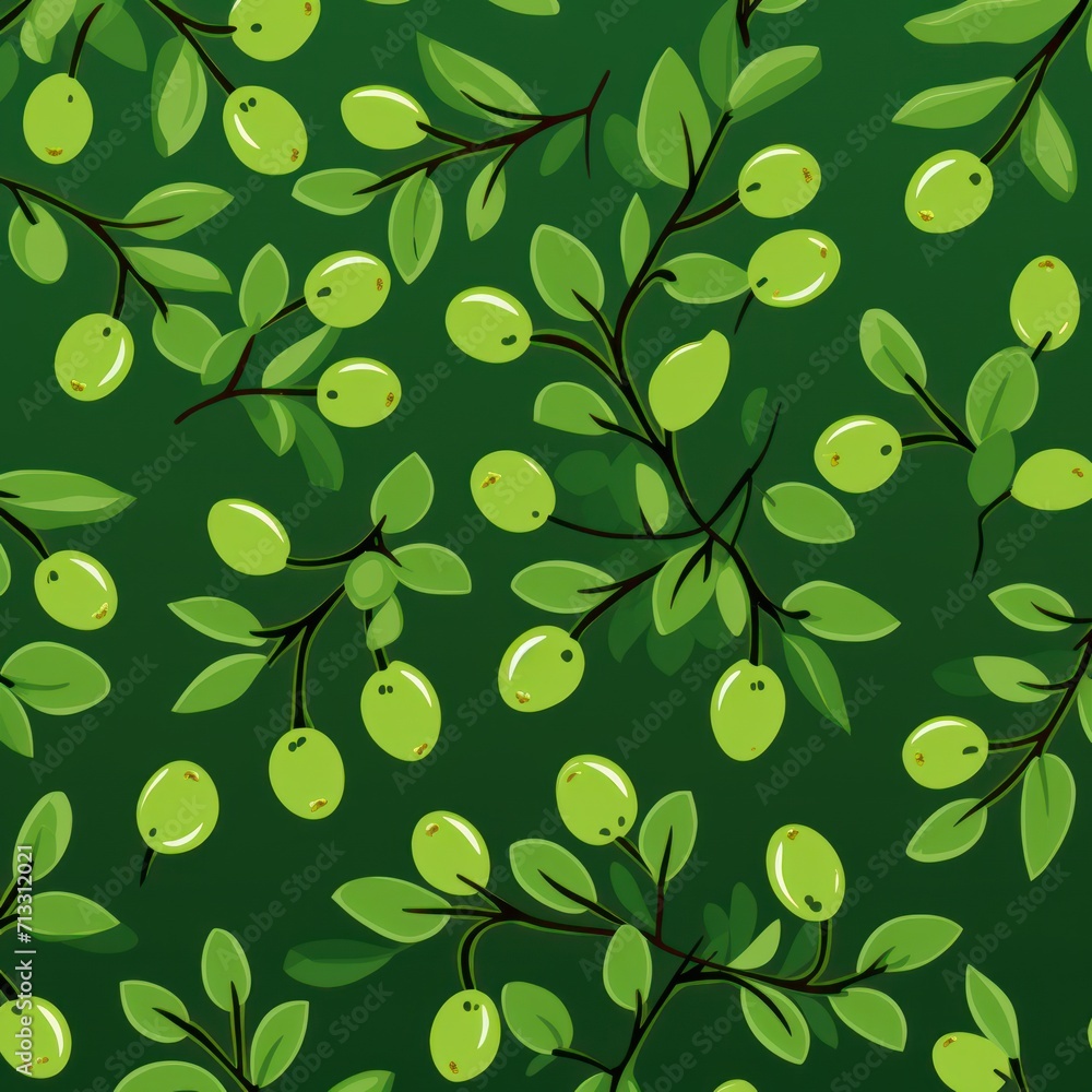 Green Uva Ursi pattern, simple 2D svg vector illustration 