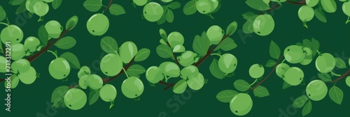 Green Uva Ursi pattern, simple 2D svg vector illustration 