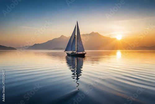 sailboat at sunset photo