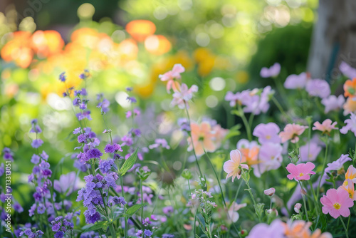A tranquil garden adorned with pastel blooms © Veniamin Kraskov