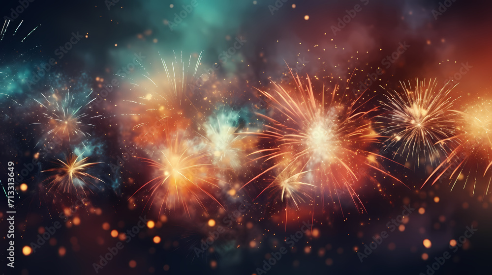Fototapeta premium Fireworks background for celebration, holiday celebration concept