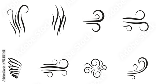 Creative vector illustration of smell symbols, nose, air, vapor smoke isolated on background. photo