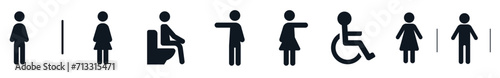 Creative vector illustration of toilet door symbols, male and female genders, wc, bathroom signals. photo