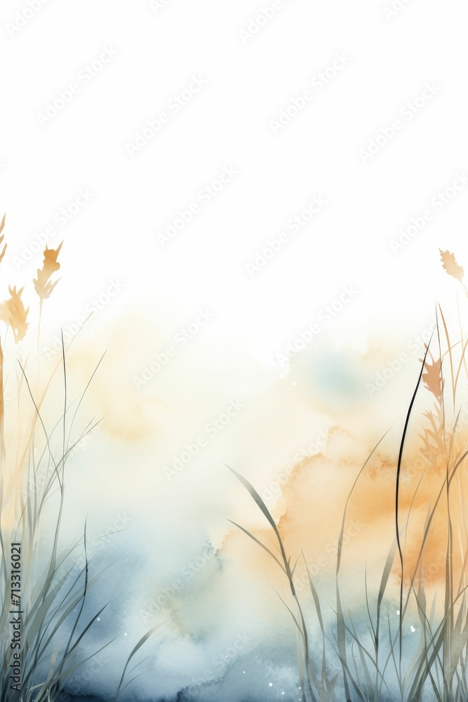 Grass and Water Painting on White Background Grass and Water Painting on White Background