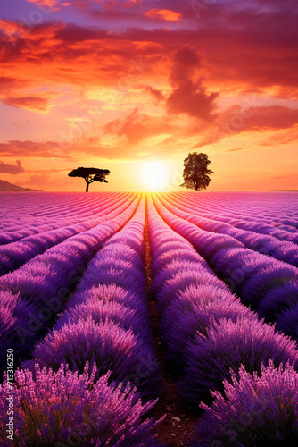 lavender field at sunset