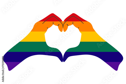 LGBT community concept with rainbow flag pattern on heart-shaped hands