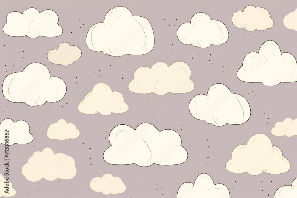 Ivory eggplant and cloud cute square pattern
