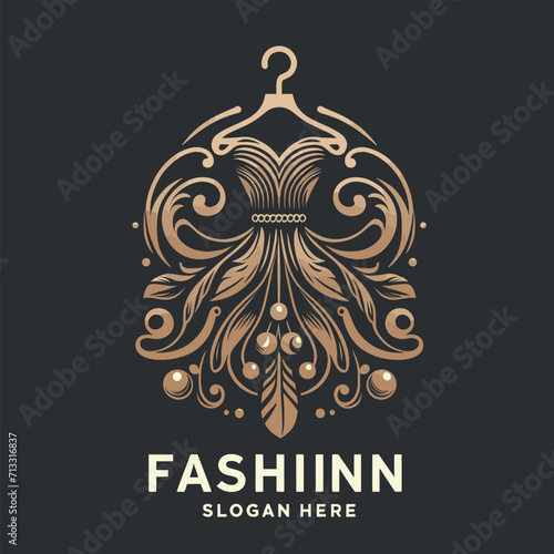 Vector woman clothing store fashion and beauty logo illustration, Generative Ai