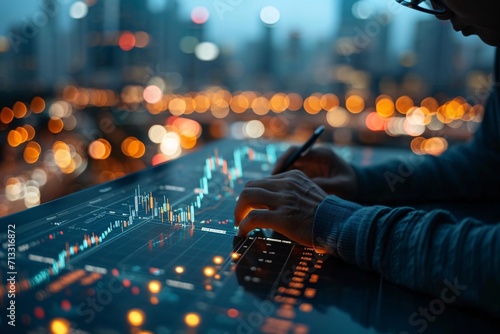 Discover the stock market forecast for 2024 using insightful graphics of entrepreneurs strategizing for sustained investment and future company expansion. photo