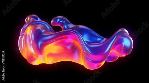 Vibrant Neon Fluid Shape Glowing and Luminous