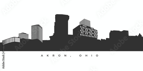 Akron city skyline silhouette illustration. Ohio skyscraper high building in vector photo