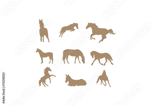 horse vector icon set logo illustration white background